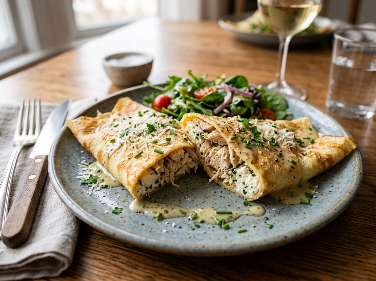Crepioca de Frango Desfiado com Ricota - receita de crepioca de frango desfiado com ricota caseira pronta para servir