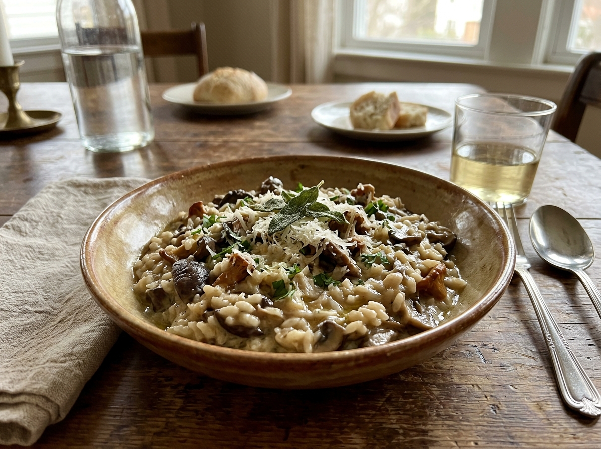 Risoto de Cogumelos - receita de risoto de cogumelos caseira pronta para servir