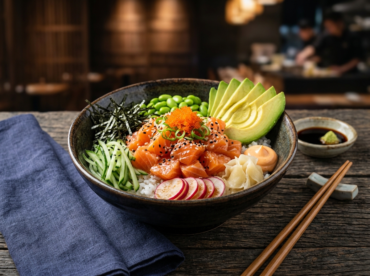 Poke Bowl de Salmão Fresco - receita de Poke Bowl de Salmão Fresco caseira pronta para servir