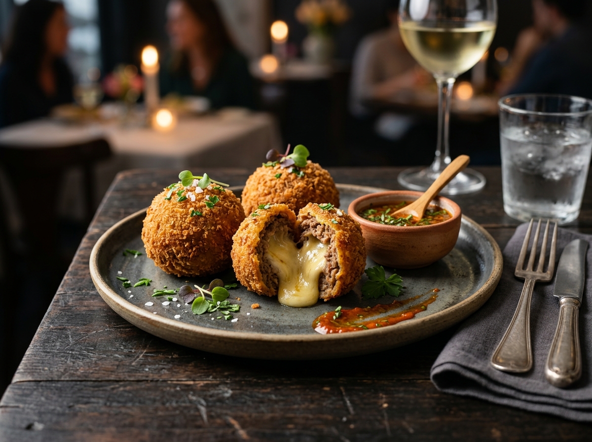 Bolinho de Carne Moída com Queijo no Recheio - receita de bolinho de carne moida com queijo no recheio caseira pronta para servir
