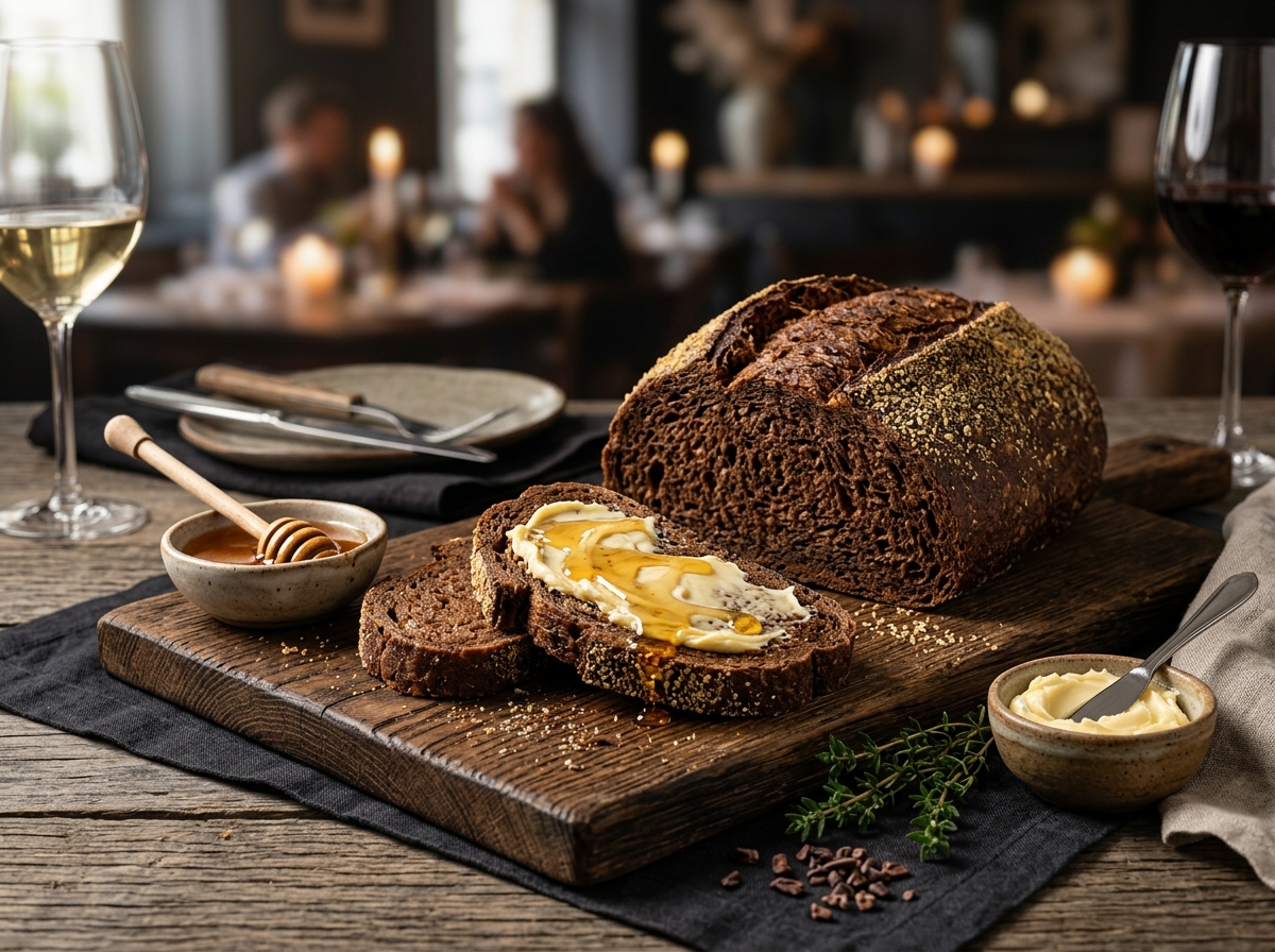 Pão Australiano Escuro com Mel e Cacau - receita de Pão Australiano Escuro com Mel e Cacau caseira pronta para servir