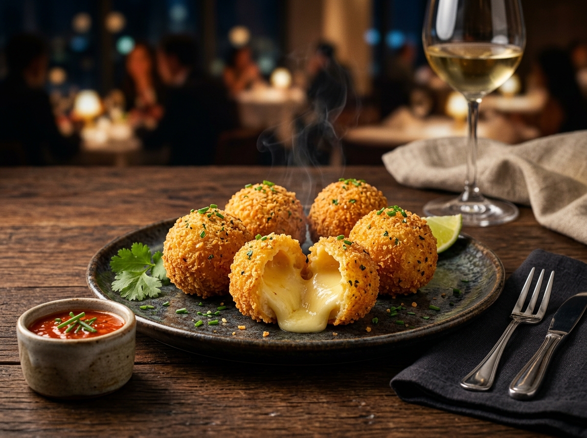 Bolinha de Queijo Frita - receita de Bolinha de Queijo Frita caseira pronta para servir