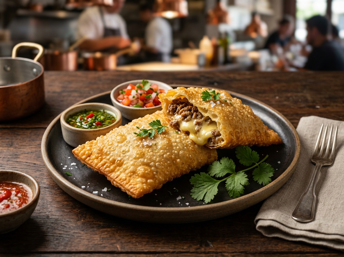 Pastel de Feira de Carne com Queijo - receita de Pastel de Feira de Carne com Queijo caseira pronta para servir