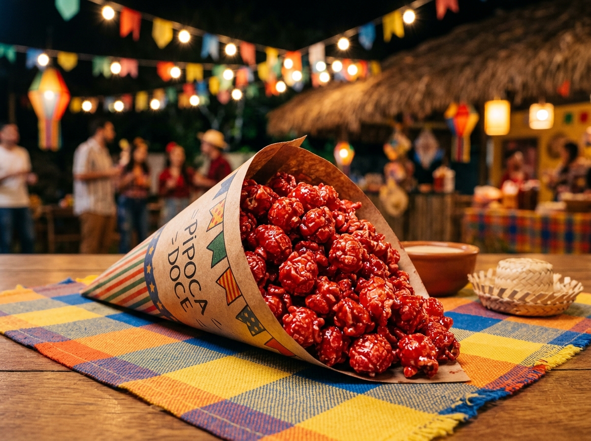 Pipoca Doce Vermelha de Festa Junina