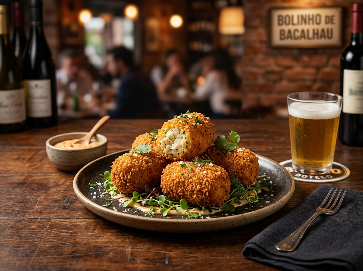 Bolinho de Bacalhau Crocante de Boteco - receita de bolinho de bacalhau crocante de boteco caseira pronta para servir