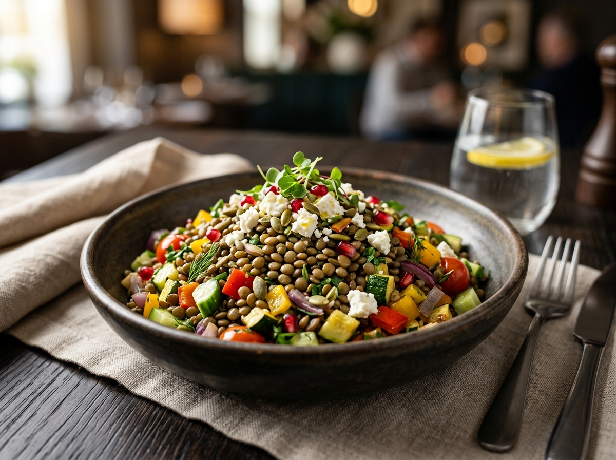 Salada de Lentilha com Legumes - receita de Salada de Lentilha com Legumes caseira pronta para servir