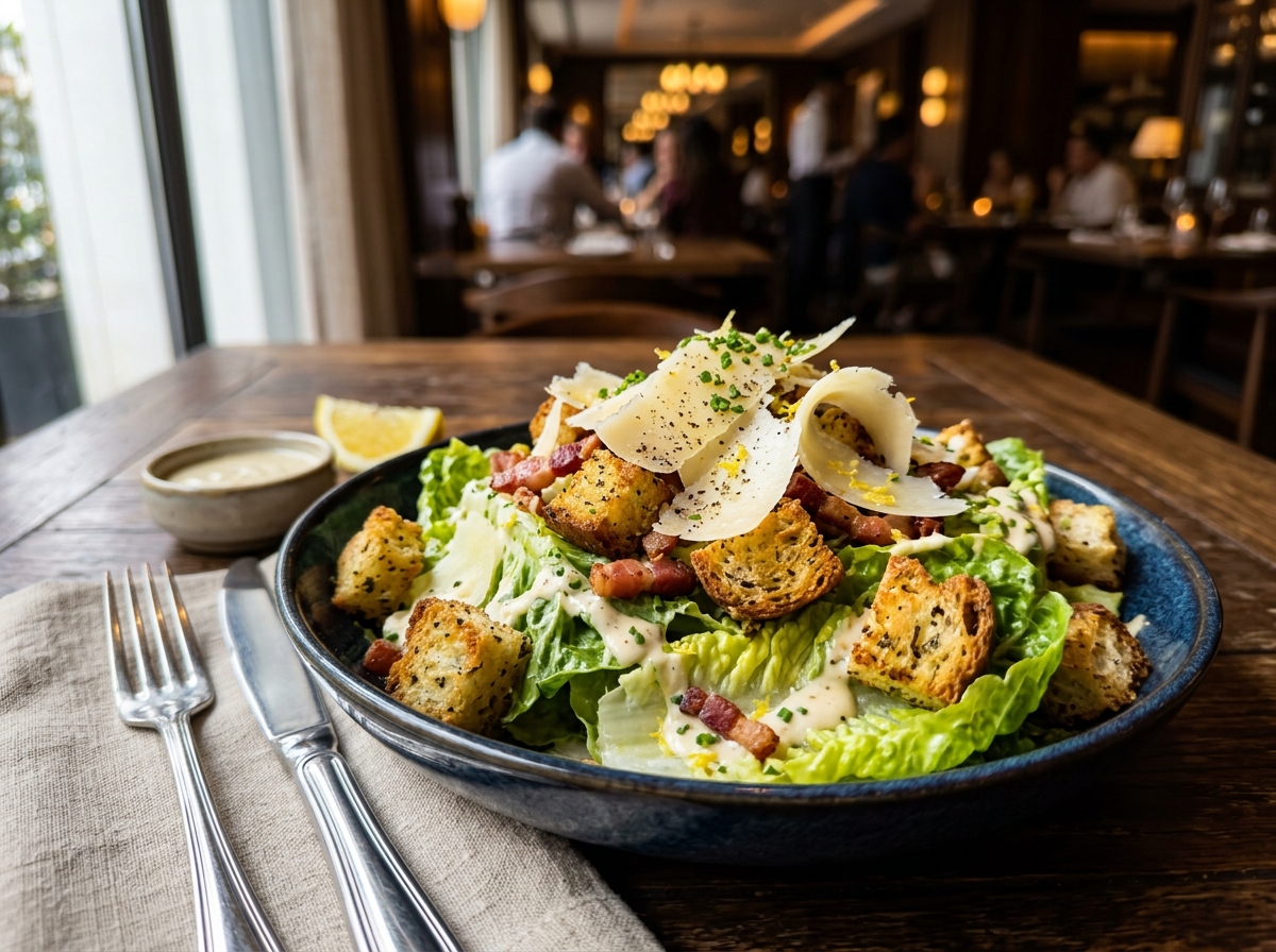 Salada Caesar com Croutons - receita de Salada Caesar com Croutons caseira pronta para servir