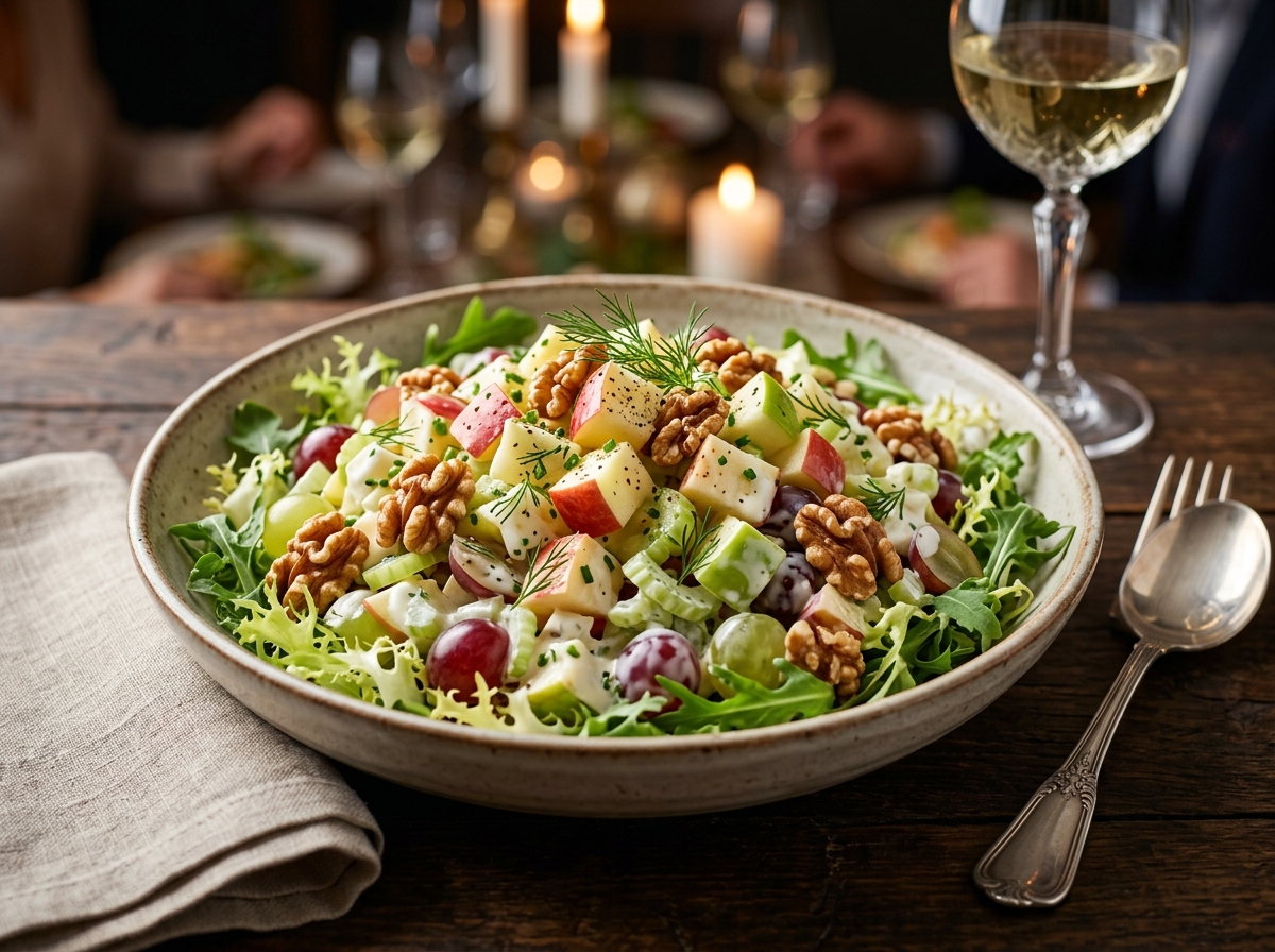Salada Waldorf com Maçã - receita de Salada Waldorf com Maçã caseira pronta para servir